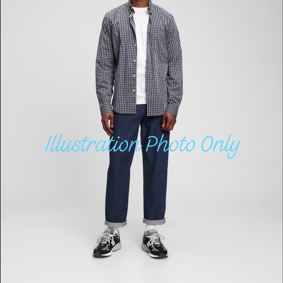 GAP Plaid Poplin Shirt Gray Small Long Sleeve Mens - Picture 4 of 14